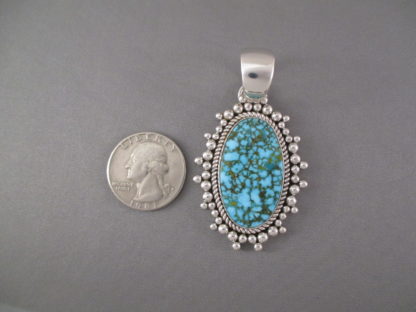 Sterling Silver and Turquoise Mountain Turquoise Pendant by Artie Yellowhorse
