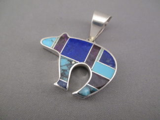 Inlaid Multi-Stone Bear Pendant