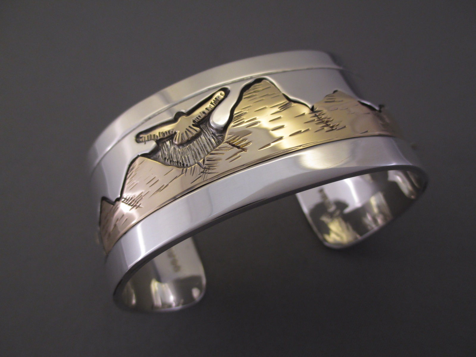 Teton Bracelet – Gold & Silver with BUFFALO and Eagle