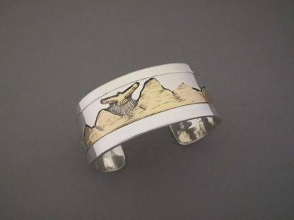 Teton Bracelet – Gold & Silver with BUFFALO and Eagle