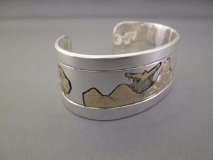 Teton Bracelet – Gold & Silver with BUFFALO and Eagle