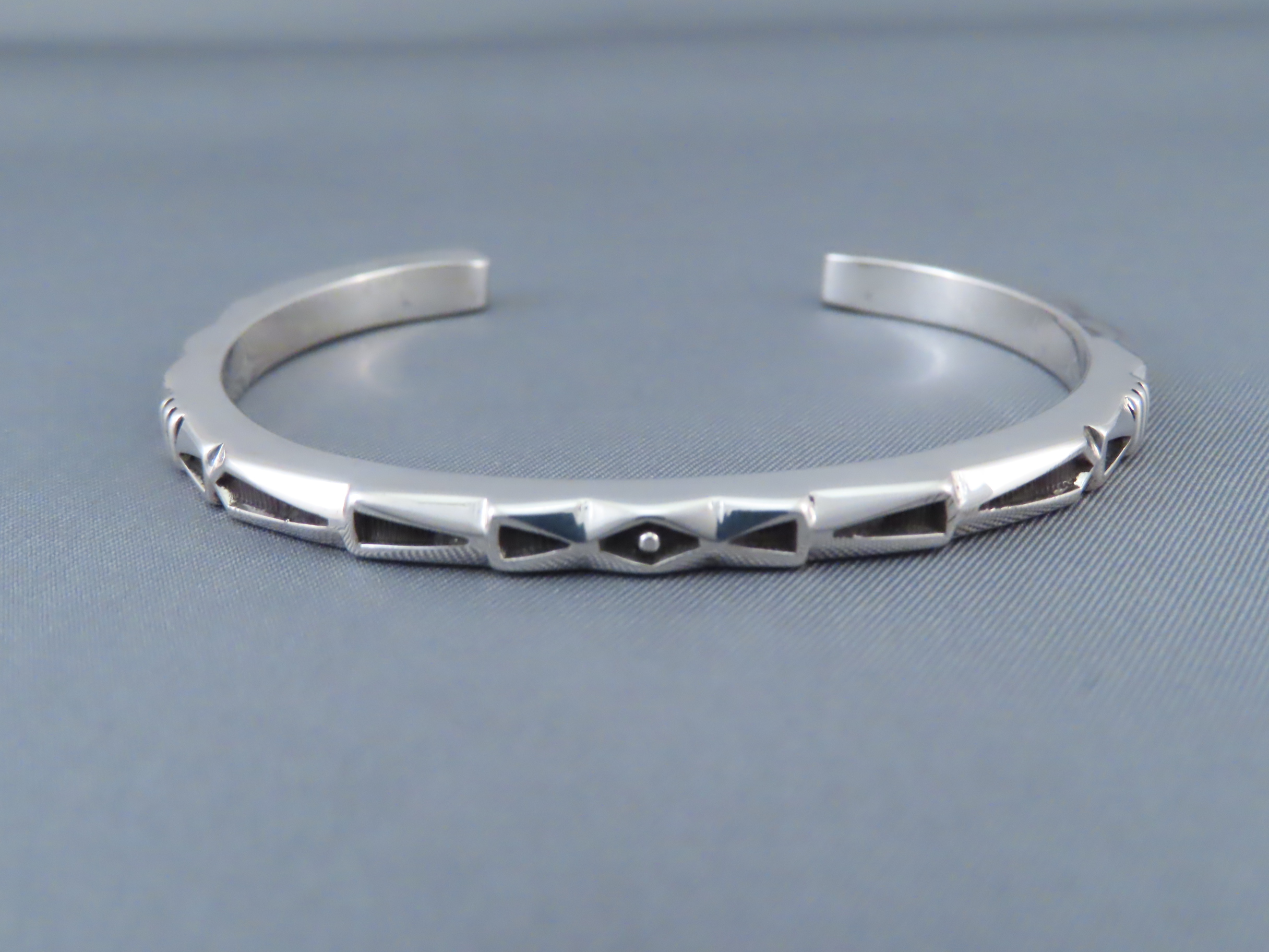 Smaller Sterling Silver Cuff Bracelet by Jennifer Curtis - Navajo Jewelry