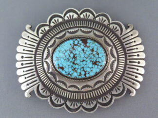 Turquoise Buckle - Larger Kingman Turquoise Belt Buckle by Native American (Navajo) jeweler, Wilson Jim $1,295- FOR SALE