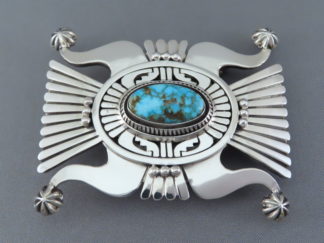 Buy Turquoise Buckle - Kingman Turquoise Belt Buckle by Native American Jewelry Artist, Leonard Nez $1,095- FOR SALE