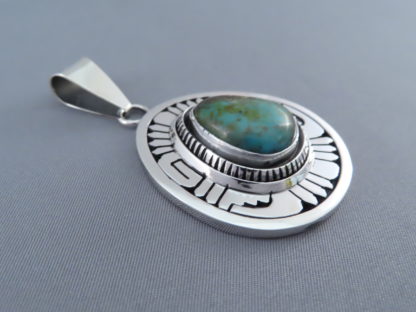 Leonard Nez (Navajo) Blue Gem Turquoise Pendant