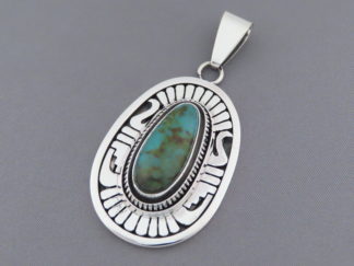 Turquoise Jewelry - Sterling Silver & Blue Gem Turquoise Pendant by Navajo jeweler, Leonard Nez FOR SALE $685-