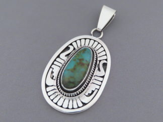 Blue Gem Turquoise Pendant by Leonard Nez