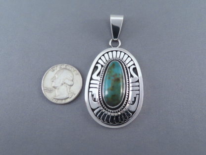 Blue Gem Turquoise Pendant by Leonard Nez