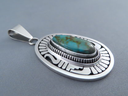 Blue Gem Turquoise Pendant by Leonard Nez