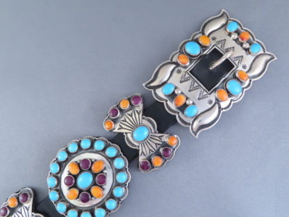 Sleeping Beauty Turquoise & Spiny Oyster Shell Concho Belt by Andy Cadman