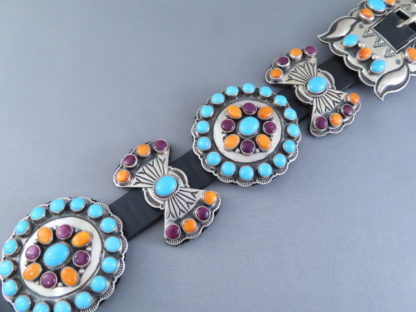 Sleeping Beauty Turquoise & Spiny Oyster Shell Concho Belt by Andy Cadman