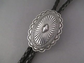 Stamped Sterling Silver Bolo Tie by Native American jewelry artist, Tsosie Orville White $255-