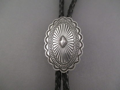 Orville White (Navajo) Stamped Sterling Silver Bolo Tie