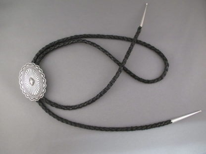 Orville White (Navajo) Stamped Sterling Silver Bolo Tie