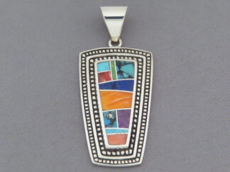 Multi-Color Inlay Pendant in Sterling Silver