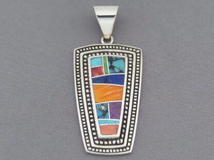 Multi-Color Inlay Pendant in Sterling Silver