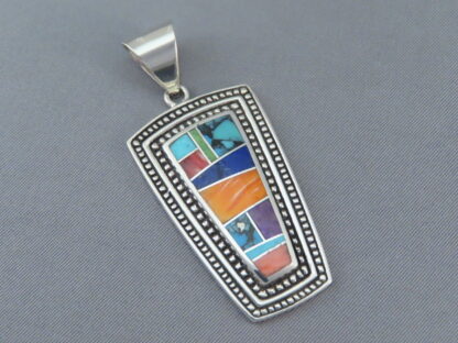 Multi-Color Inlay Pendant in Sterling Silver