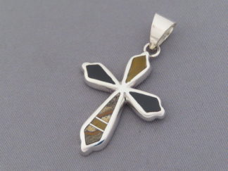 Navajo Jewelry - Multi-Stone Inlay Cross Pendant by Navajo jeweler, Peterson Chee FOR SALE $160-