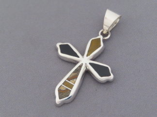 Multi-Stone Inlay Cross Pendant