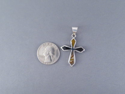 Multi-Stone Inlay Cross Pendant