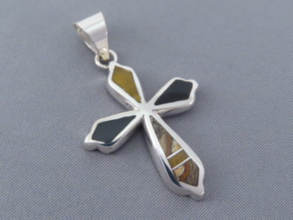 Multi-Stone Inlay Cross Pendant