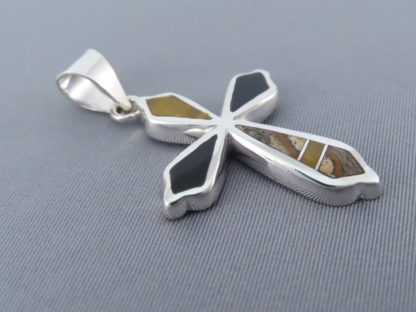 Multi-Stone Inlay Cross Pendant