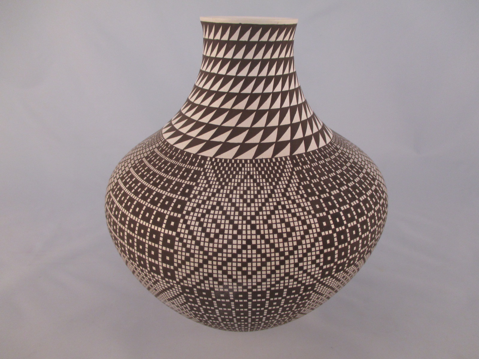 Black & White Painted Jar by Native American Acoma Pueblo Indian Pottery Artist, Frederica Antonio FOR SALE $2,350-
