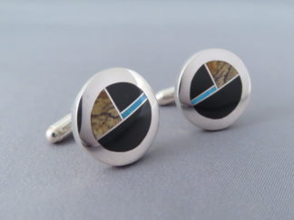Buy Cufflinks - Multi-Stone Inlay Cufflinks with Turquoise by Native American jeweler, Charles Willie $220-