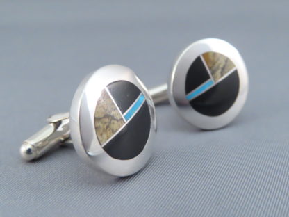 Cufflinks with Multi-Stone & Turquoise Inlay