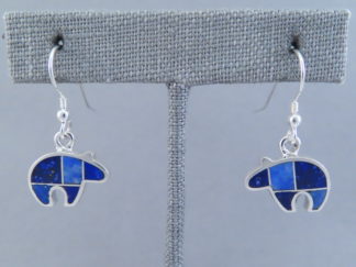 Buy Bear Earrings - Native American Indian Jewelry - Lapis Inlay BEAR Earrings $160- FOR SALE