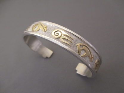 Silver & Gold Cuff Bracelet with BEAR + BEAR PAW Design
