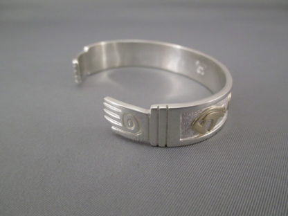 Silver & Gold Cuff Bracelet with BEAR + BEAR PAW Design