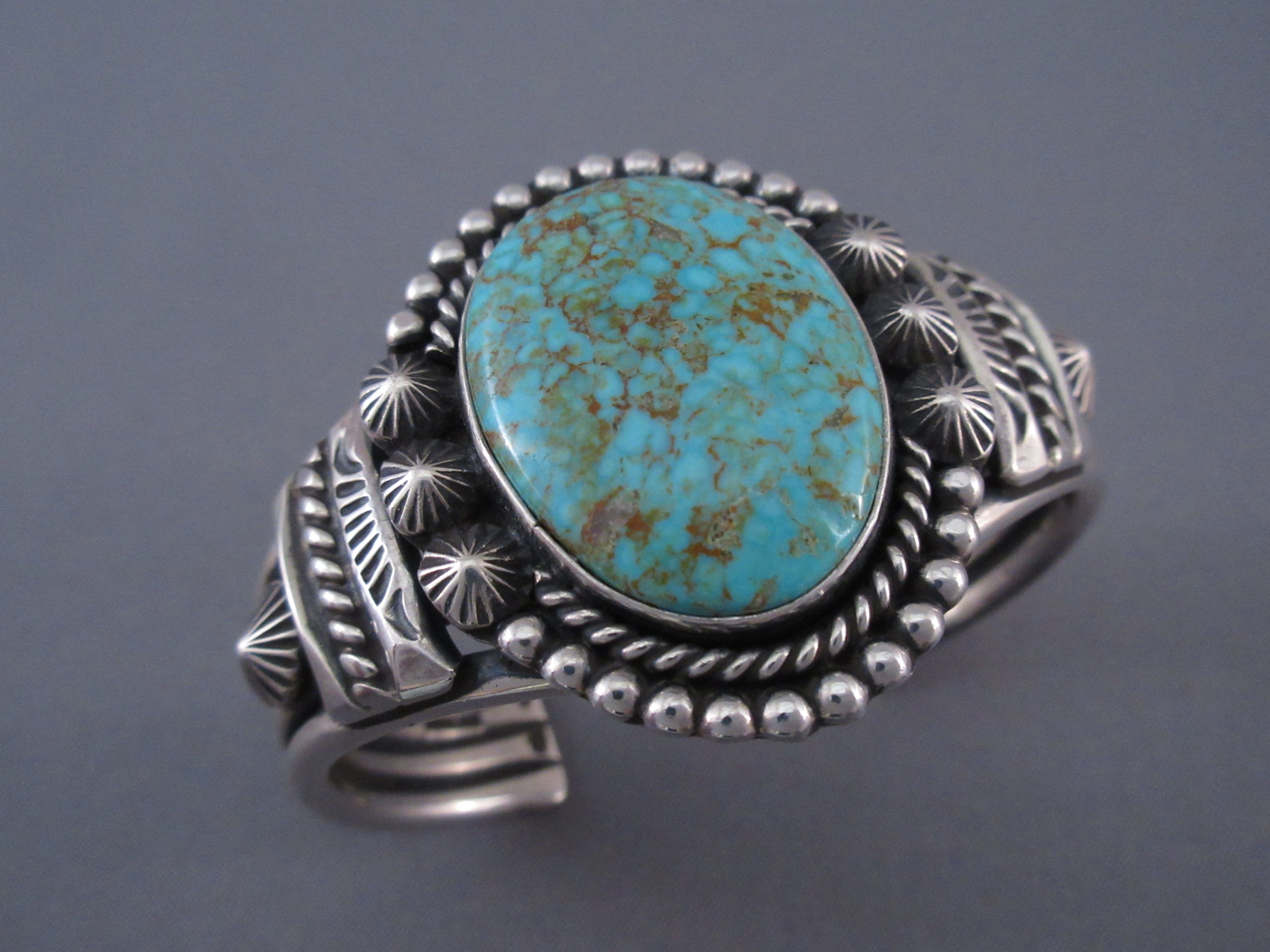 Sterling Silver and #8 Turquoise Bracelet by Jeanette Dale