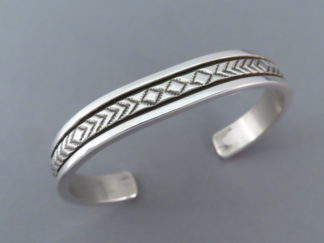 Slightly Larger Detailed Sterling Silver Bracelet Cuff by Navajo Indian jewelry artist, Bruce Morgan $345- FOR SALE