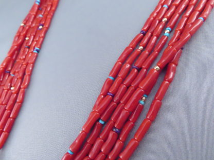 Coral & 14kt Gold Necklace by Colina Yazzie