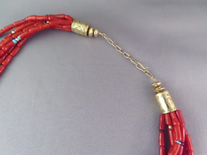 Coral & 14kt Gold Necklace by Colina Yazzie