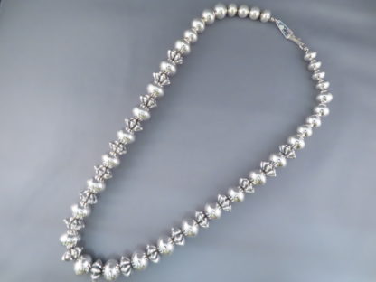 Long Sterling Silver Multi-Shaped Bead Necklace (26 1/2″)