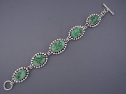 Turquoise Link Bracelet by Artie Yellowhorse (Sonoran Gold)