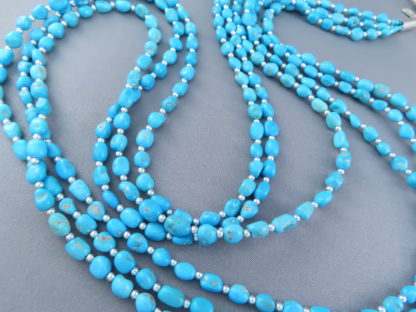 LONG Sleeping Beauty Turquoise Necklace with Sterling Silver
