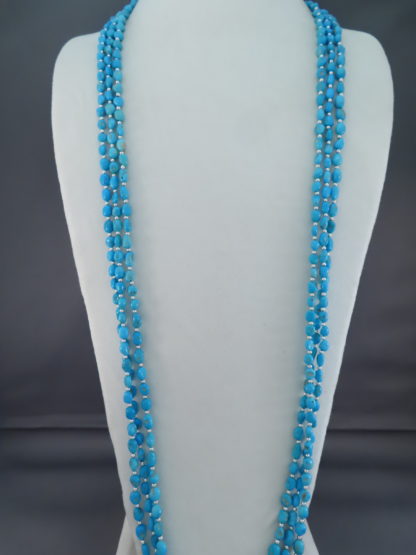 LONG Sleeping Beauty Turquoise Necklace with Sterling Silver