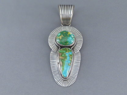 Two-Stone Turquoise Pendant by Albert Jake (Navajo)