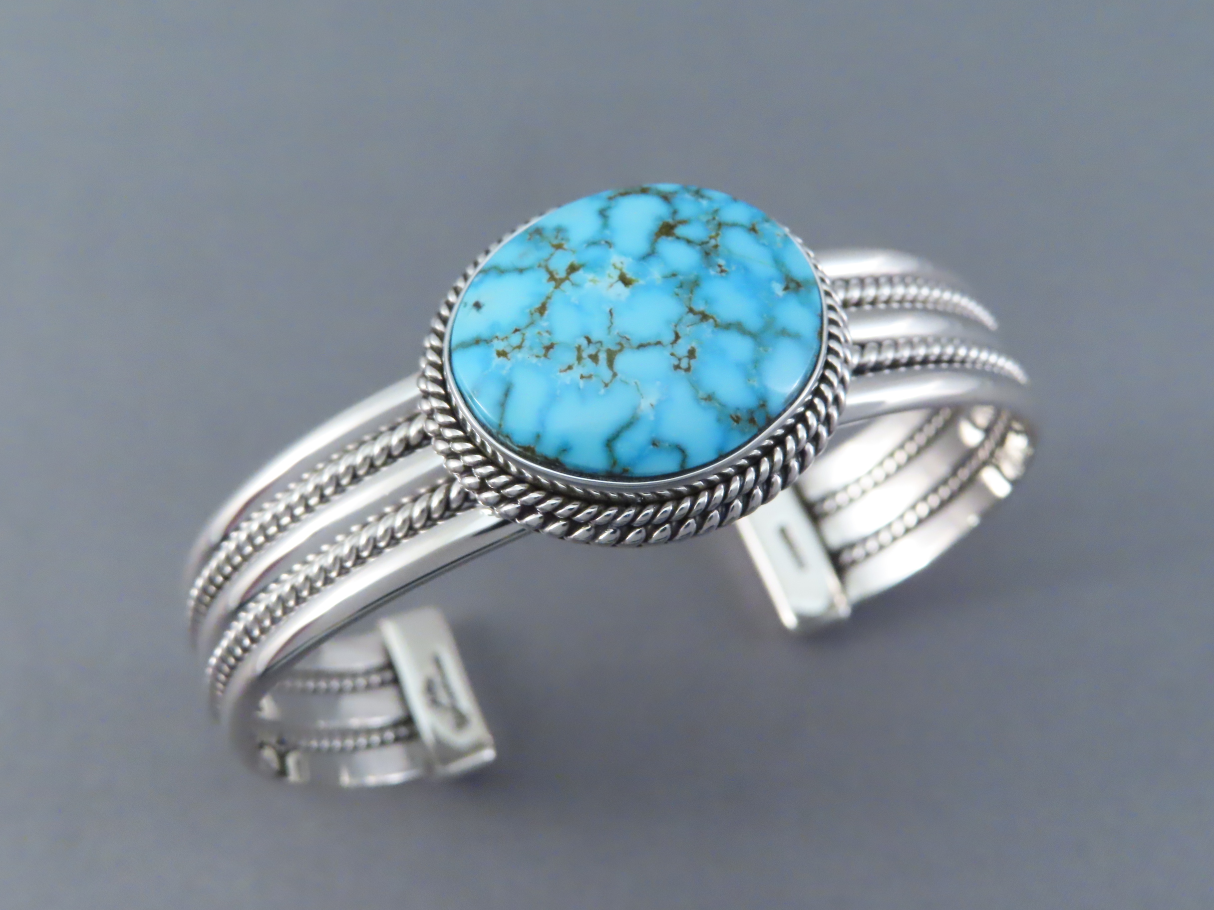 Shop Turquoise Jewelry - Kingman Turquoise Bracelet Cuff by Native American (Navajo) jeweler, Artie Yellowhorse FOR SALE $585-