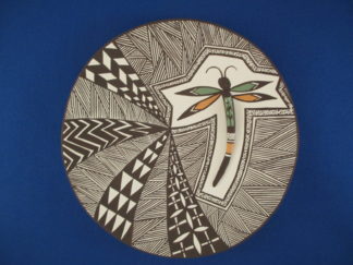 Acoma Pottery - Larger Dragonfly Pottery Plate by Acoma Pueblo Indian potter, Carolyn Concho FOR SALE $375-