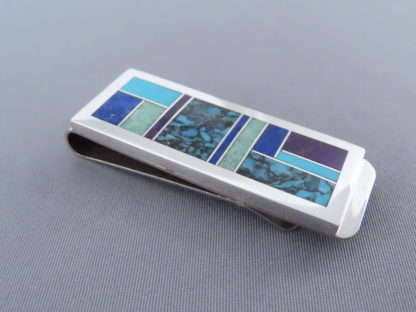 Inlaid Multi-Stone Money Clip