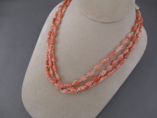 Native American Jewelry - Angel Skin Coral Necklace by Navajo jeweler, Desiree Yellowhorse FOR SALE $495-