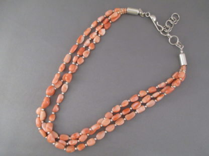 Angel Skin Coral Necklace (3 Strands) by Desiree Yellowhorse