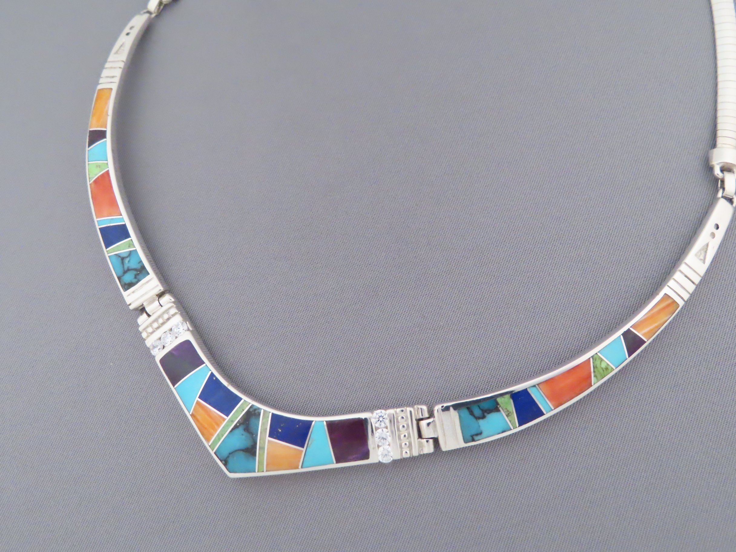 Details about  / Navajo Handmade Sterling Silver Multicolor Inlay Pendant /& Chain