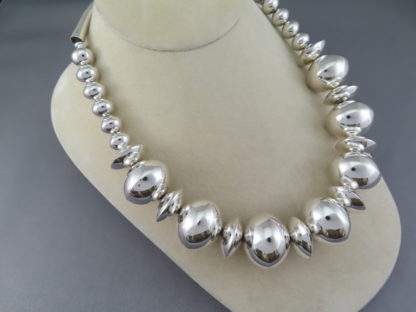 Multi-Shaped Sterling Silver Bead Necklace by Artie Yellowhorse