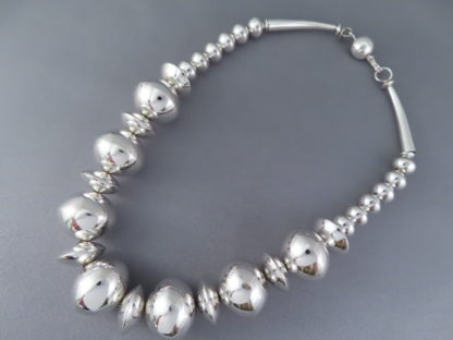 Multi-Shaped Sterling Silver Bead Necklace by Artie Yellowhorse