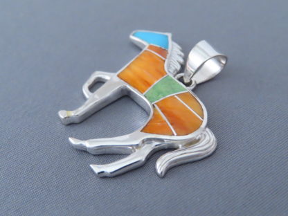 Colorful Multi-Stone Inlay HORSE Pendant (larger)